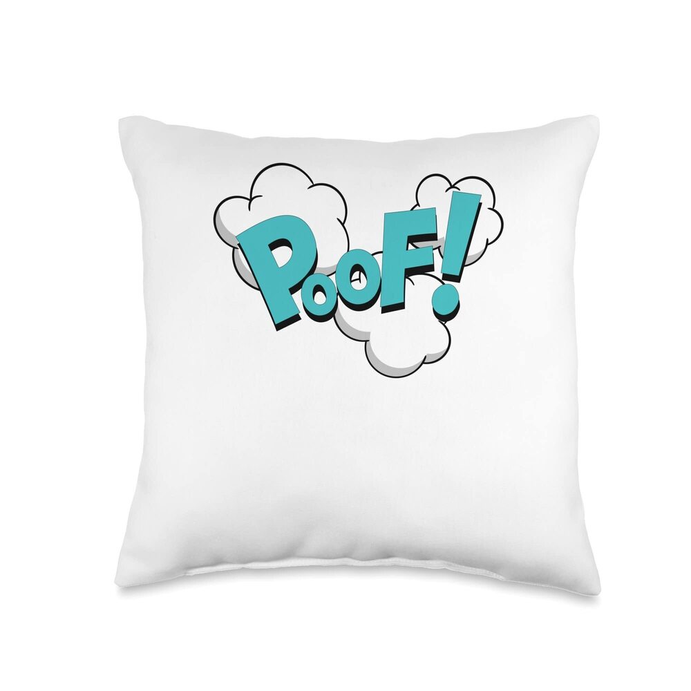 2070 Poof Comic Book Sounds Throw Pillow